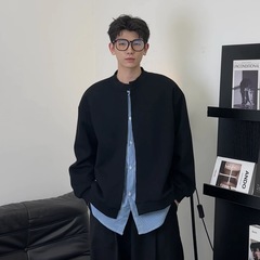 假两件黑色正肩长袖t恤男女秋季设计感小众内搭修身显瘦底衫跨境