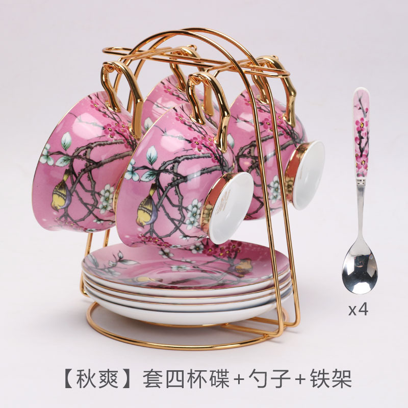 Luz de estilo europeo de lujo hueso China taza de café y platillo traje británico té de la tarde juego de gama alta exquisita novias regalo