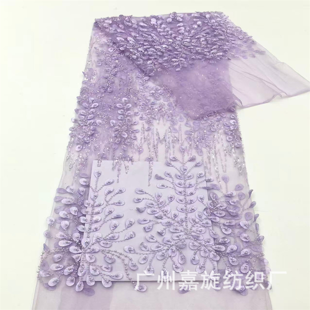 Spot láser estereoscópio forma de hoja de tubo de perlas tela de malla de acoplamiento vestido de boda vestido de ropa infantil tela de acoplamiento