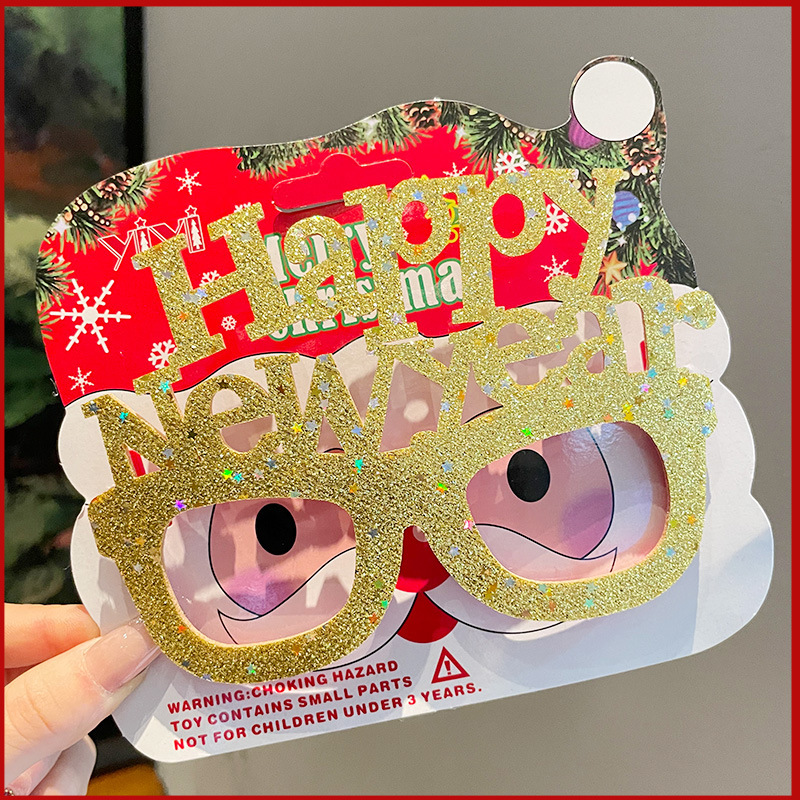 Nuevo marco de gafas de plástico feliz navidad para adultos y niños fiesta de disfraces accesorios de Navidad al por mayor