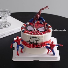 超级英雄蜘蛛蛋糕装饰摆件男孩儿童生日派对网红卡通甜品装扮插件