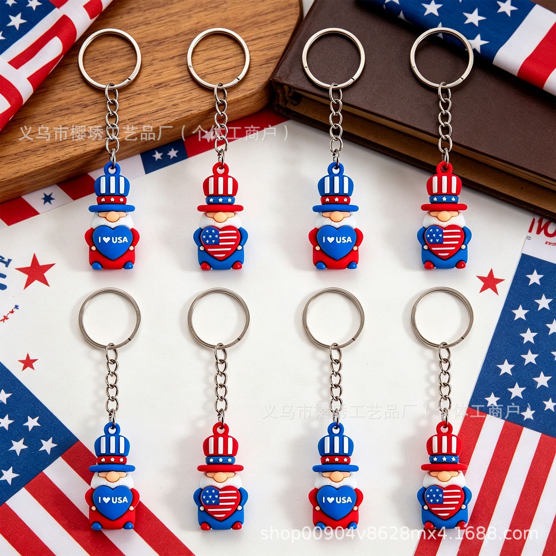 Nuevos productos transfronterizos Día de la Independencia de los Estados Unidos dibujos animados enanos estereoscópicos joyas de fiesta decoraciones muñecas enanas