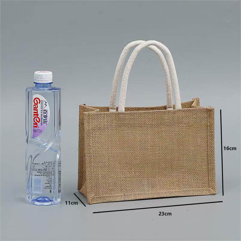 Bolsas de lino personalizadas Renacimiento DIY bolsa de compras de yute Bento impermeable gran capacidad no impresa bolsa de lino image 24