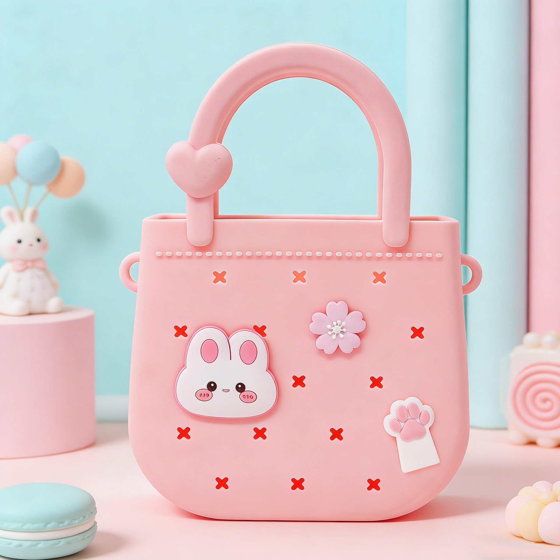 Ventas transfronterizas calientes DIY bolsa de agujeros de silicona bolsa de dibujos animados para niños bolsa de playa bolsa de almacenamiento de teléfonos móviles fábrica directa
