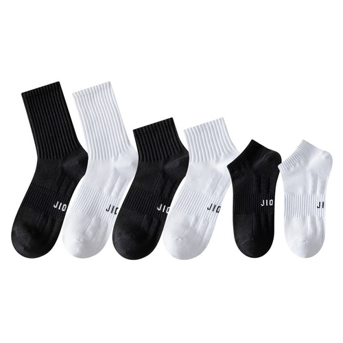 White socks men's mid-calf summer thin sports socks absorb sweat and deodorize running basketball boys mid-calf socks