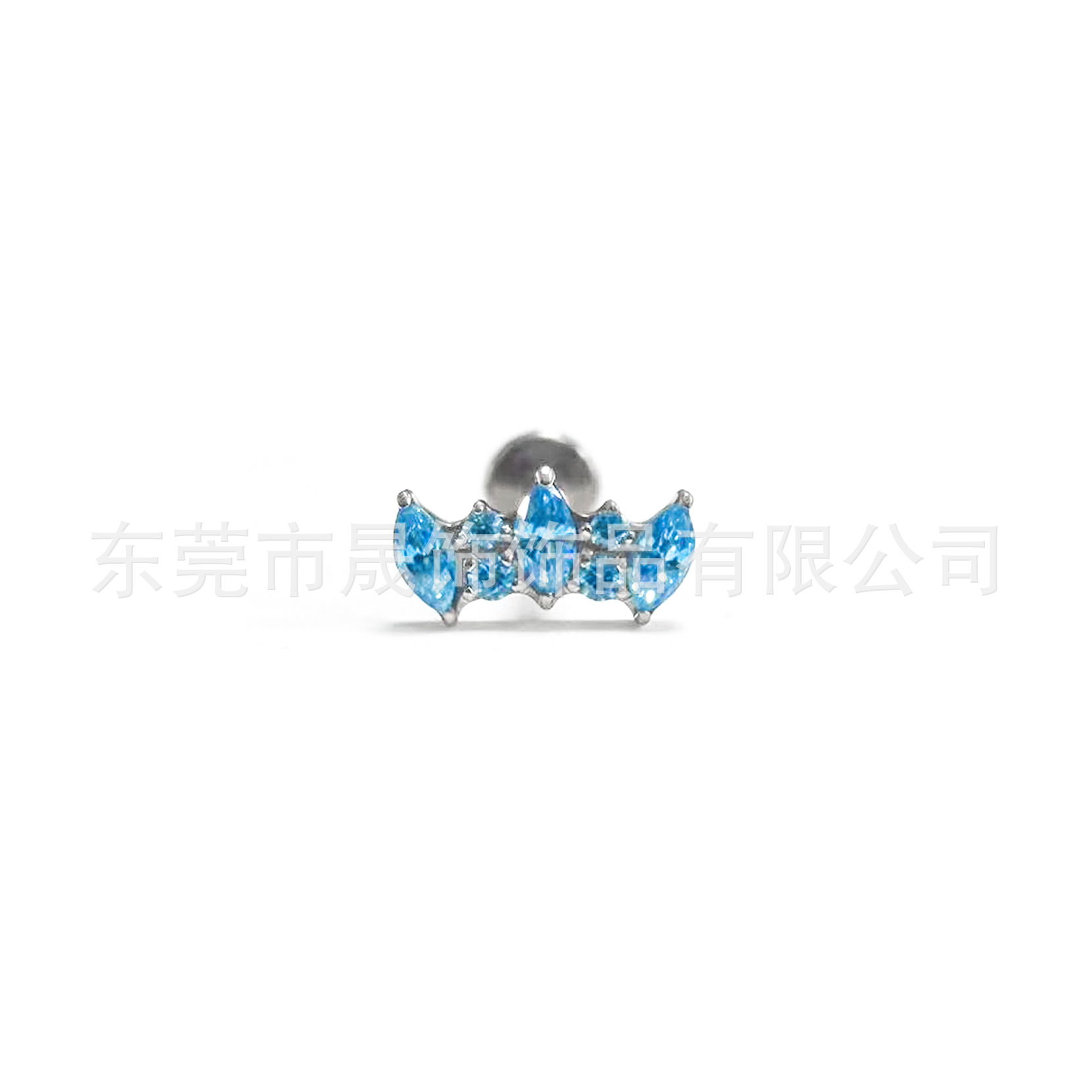 F136 Titanium Alloy Crown 马眼 Ear Stud Studded 5A Cubic Zirconia Helix Cartilage Stud G23 Titanium Internal Thread Labret Stud Piercing Jewelry