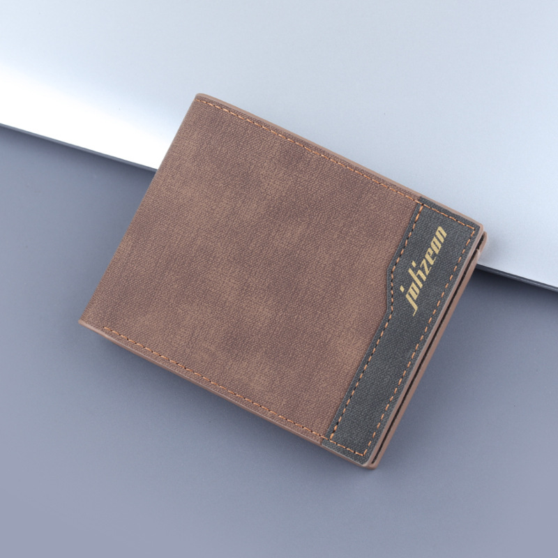 Cartera de los hombres cartera corta esmerilada titular de la tarjeta de gran capacidad horizontal de los hombres cartera de los hombres engrosada negocio tríptico