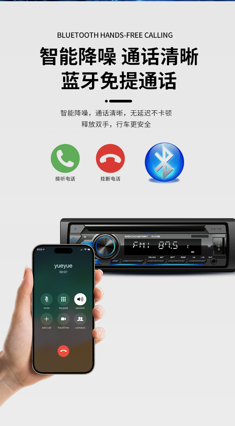 Car Universal Cd/Dvd Mp3 Bluetooth Radio Optional Fast Charging Optional Hdmi/Cprm Function