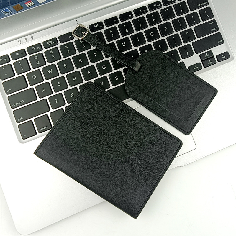 Tarjeta de embarque de punto transfronterizo, piel de pu gruesa, cartera de pasaporte LOGO, bolsa de pasaporte con tarjeta de papel, juego de etiqueta de equipaje