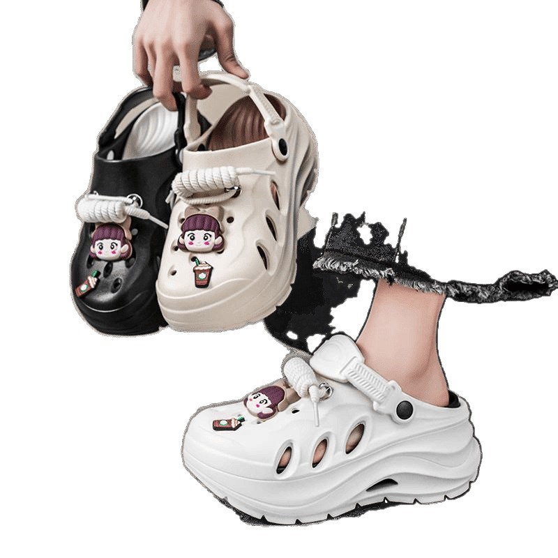 2025 verano nuevo estilo antideslizante de suela gruesa zapatos con agujeros de EVA zapatos para aumentar la altura