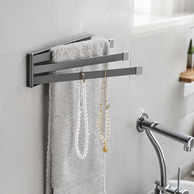 Towel Rack Foldable Rotating Hanging Rod Storage Rack Kitchen Refrigerator Magnetic Cloth Rack Wholesale Foldable