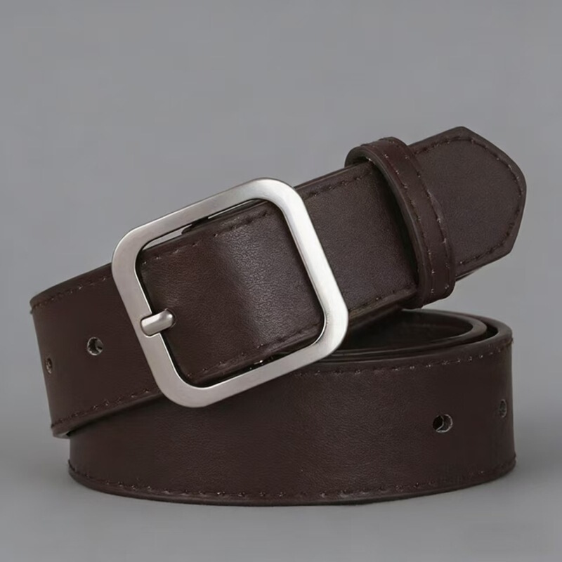 Simple Versatile Square Buckle Belt for Women Korean Fashion Student High-End Jeans Belt for Women Bf Trendy Belt Casual
