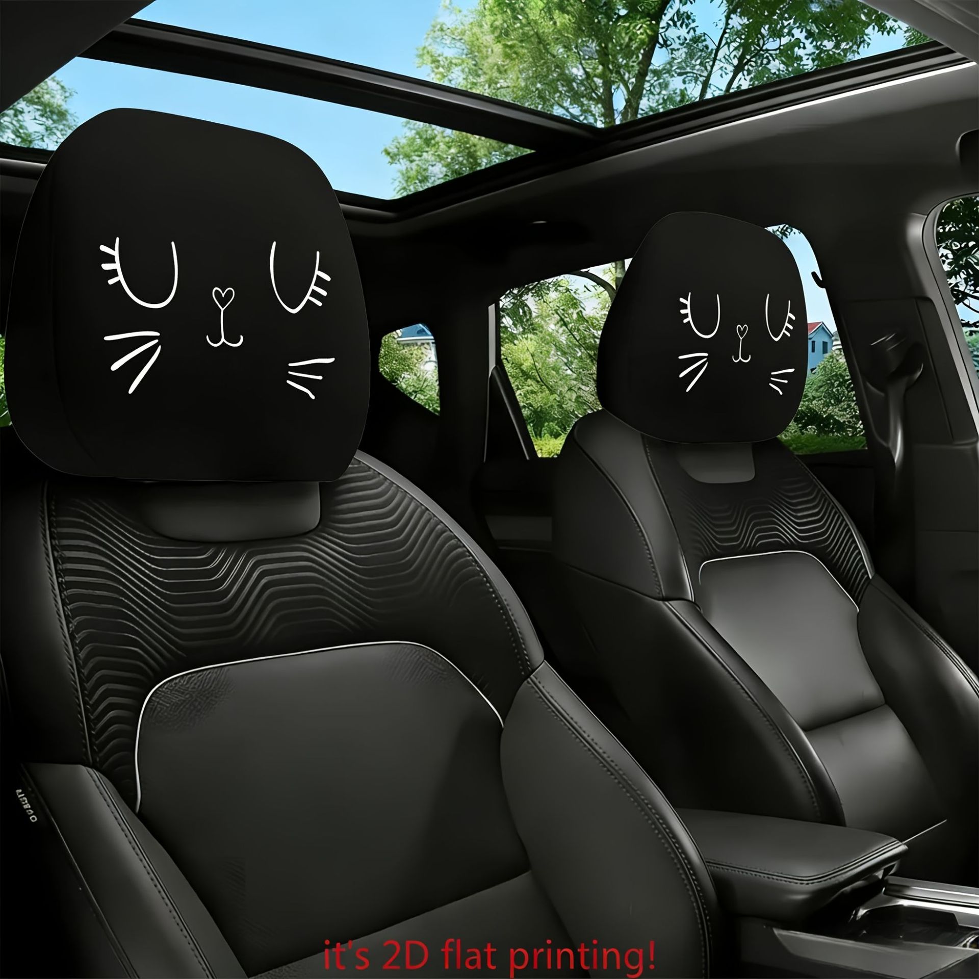 Polyester Fabric Car Headrest Cover with Funny Print, "Laugh Until Your Stomach Hurts" Design, Universal for Car Interiors, Does Not Shrink in All Seasons