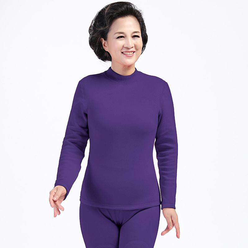 Ropa interior térmica de mediana edad y edad avanzada gruesa a prueba de invierno forrada de lana engrosada de la madre más tamaño ropa de otoño traje de pantalones largos