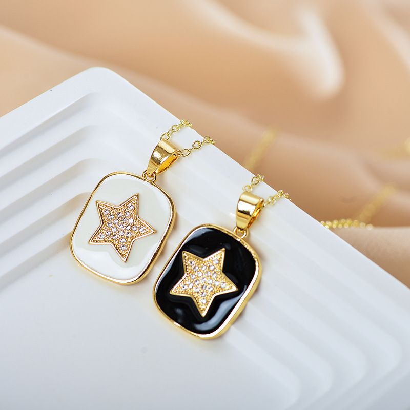 Fashion Pentagram Alloy Plating Rhinestones Womenu0027S Pendant Necklace