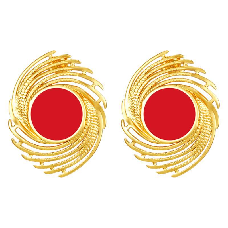 Fuegos artificiales retro transfronterizos aretes de acero inoxidable geometría simple 18K oro goteo de aceite de acero de titanio joyería pernos de orejas mujeres