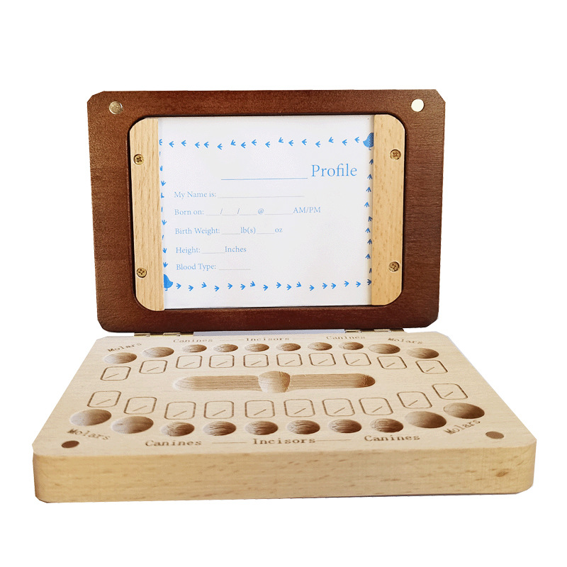 Caja de almacenamiento de dientes de madera personalizada transfronteriza para niños, caja de marco de fotos para niños y niñas, caja de coleccionista de cabello de bebé