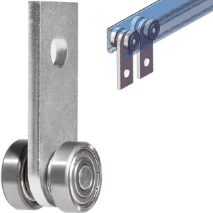 Pulley assembly suit wooden door hanging rail load-bearing small push-pull pulley skid stop track hardware single-piece pulley