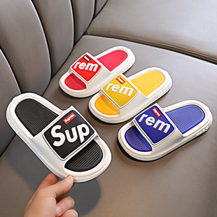 Letter sup drooping home slippers men's and women's summer indoor non-slip deodorant soft bottom Bath sandals