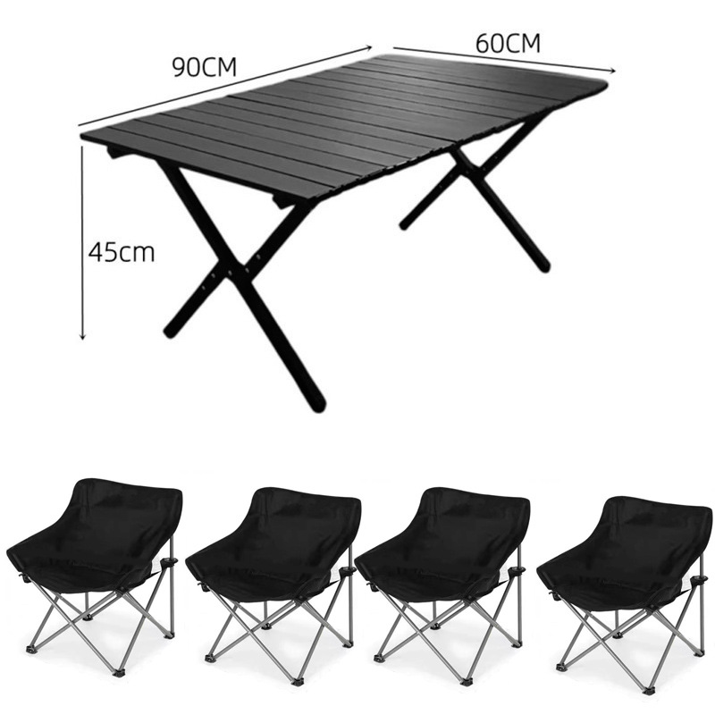 하이 퀄리티 탄소강 너도밤 나무 (중간) 계란 롤 테이블 + 블랙 문 의자 * 4