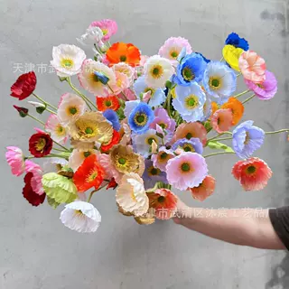 仿真虞美人 植绒罂粟花家居婚庆堂路引插花假花 莫奈之窗摄影装饰