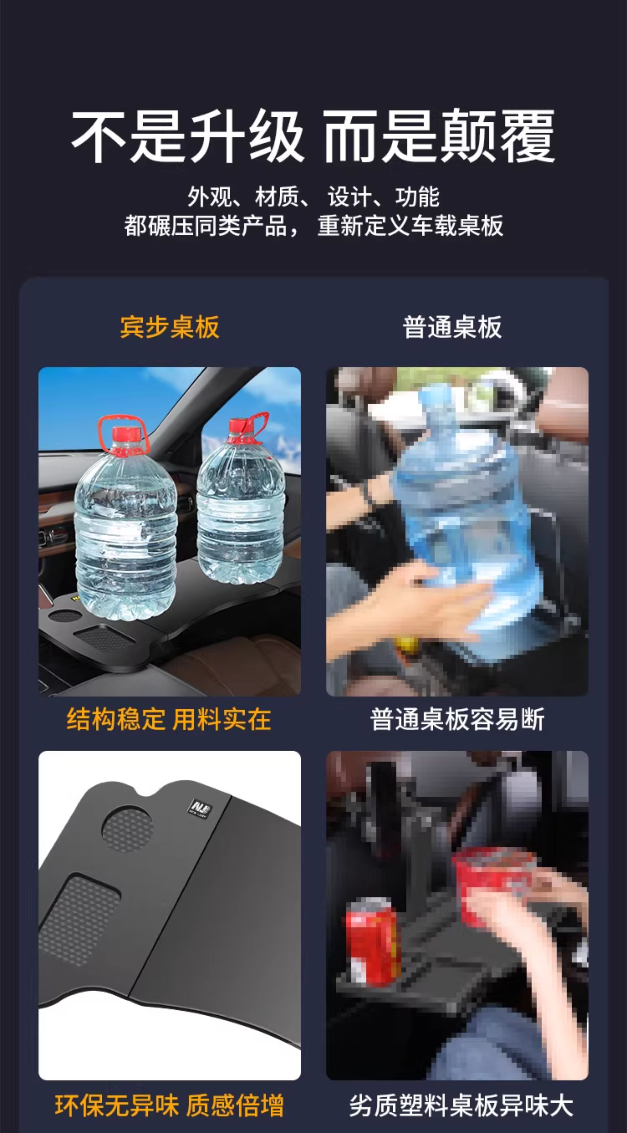 Car-mounted small table for the front passenger seat, suitable for eating and using a laptop in the car, compatible with Tesla