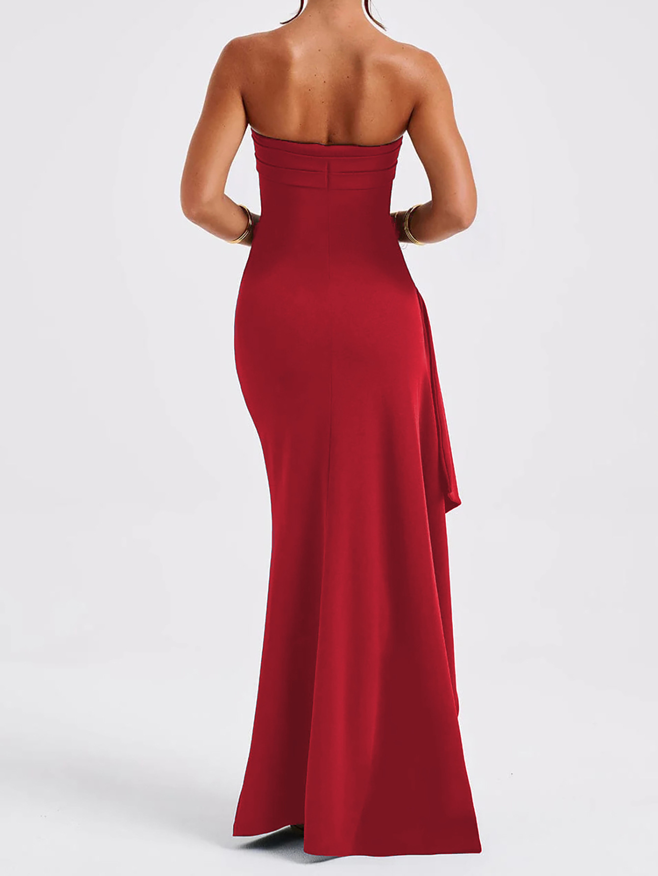 Wish Evening Women Off-Shoulder Strapless Fashion Sexy Backless High Slit Long Dress Autumn_ecoleips.com