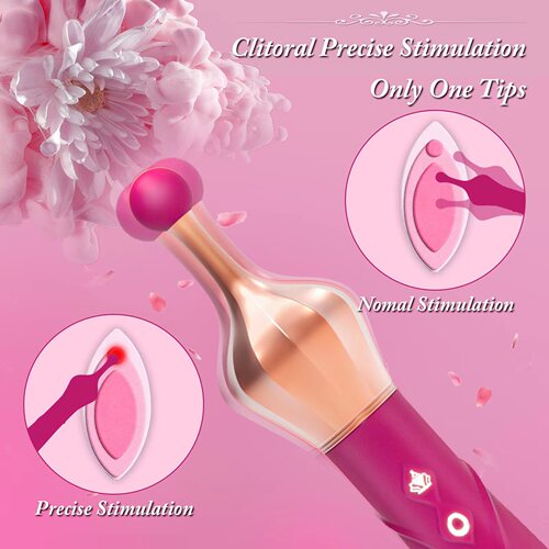 Double-headed Vibration Rod Crown Pointing Pen 10 Frequency Strong Vibration Massager Female Self-Lubricating Silicone Insertable Sex Toy 