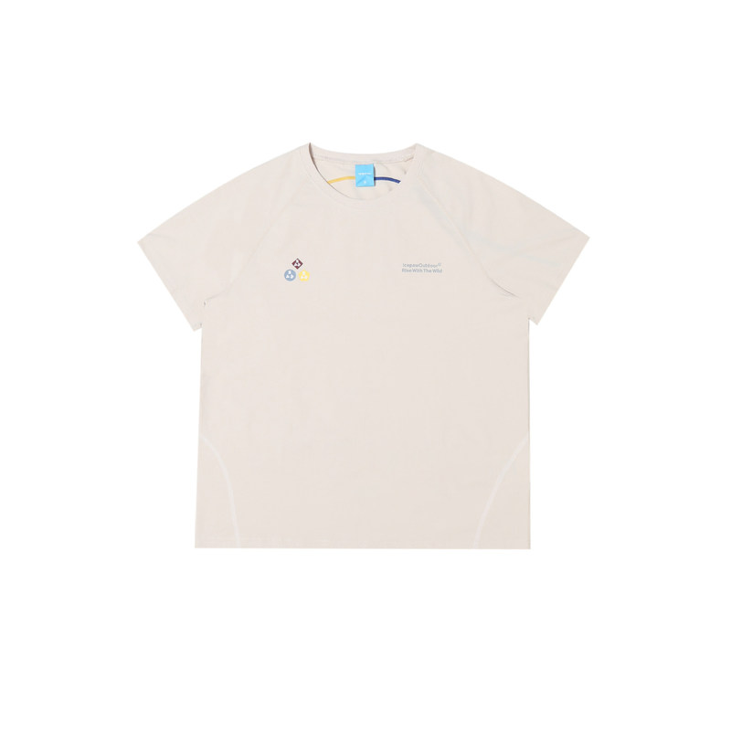 Outdoor Unisex Contrast Color Raglan Short Sleeve Sports T-Shirt with Laser Perforations, Quick-Dry and Breathable, Round Neck