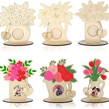 跨境 花盆相框可diy颜色自制木质工艺品桌面相框摆件