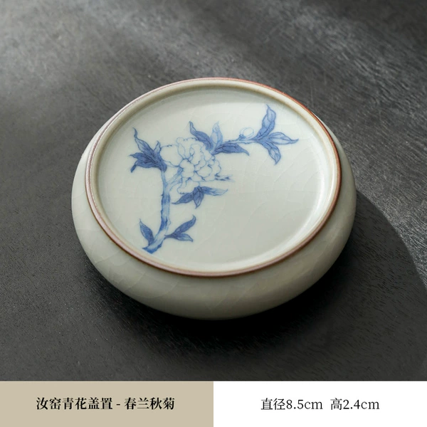 Ru kiln blue and white cover---spring orchids and autumn chrysanthemums