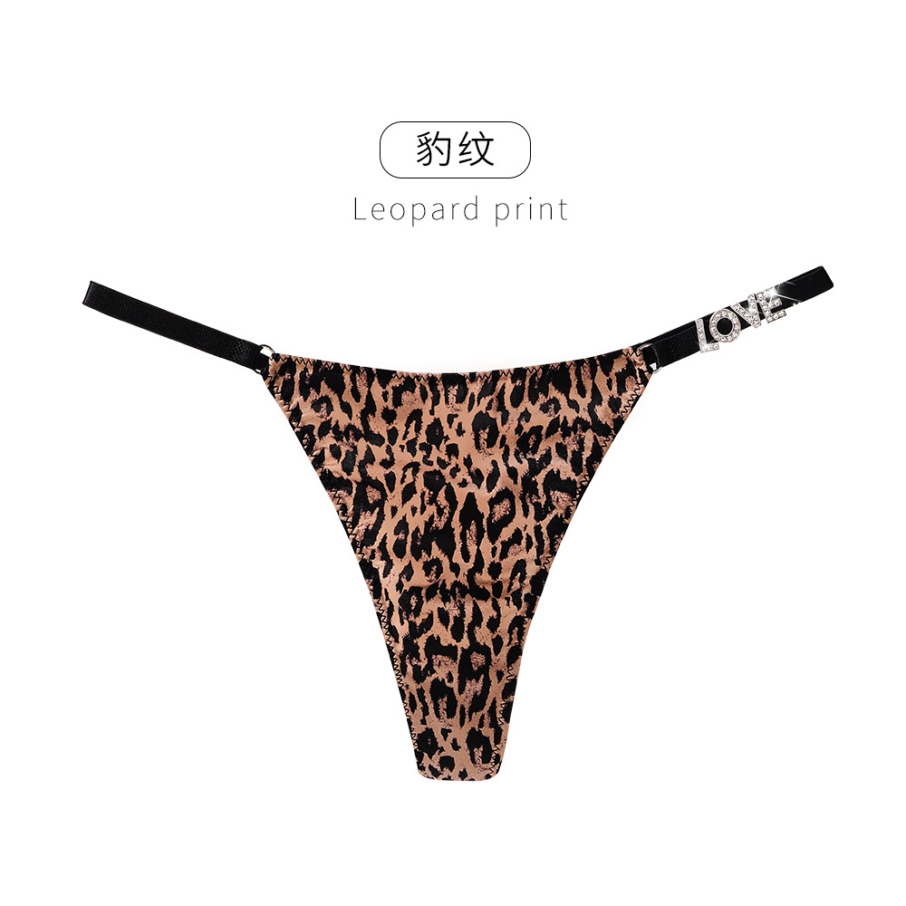 Tamaño europeo y americano personalidad sin marcas ropa interior de mujer sexy y cómoda transpirable leopardo seductor trozos sexy gran perla