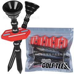 黒いゴルフのスパイクのボールのteeは赤い六角形の調節のゴムの現物の卸売りのゴルフのスパイクがあります。