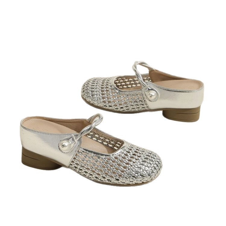 Aumentar la altura de las sandalias de la cabeza de la mitad de las sandalias de la mujer 2026 nuevo estilo de verano de malla vacío zapatos Mary Zhen zapatillas frescas image 5