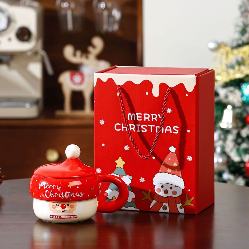国境を越えたサンタクロース模様のアニメ陶磁器カップお土産マグカップクリスマスプレゼントかわいい祝日カップ|undefined