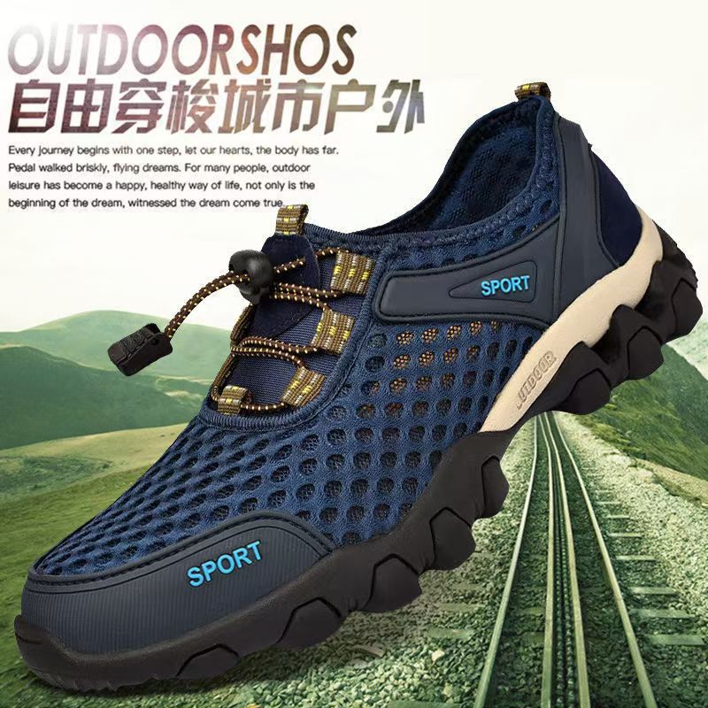 2025 Summer Men's Shoes Summer Popular Men's Shoes Outdoor Sports Mesh Shoes Men's Versatile Hollow Breathable Casual Shoes