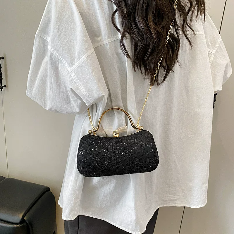 Small Handheld Clutch Bag, capacious city-style with chain handle, multi-color options