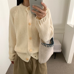 韩系粗针针织开衫女2025秋冬新款软糯毛衣外套宽松慵懒风外搭上衣