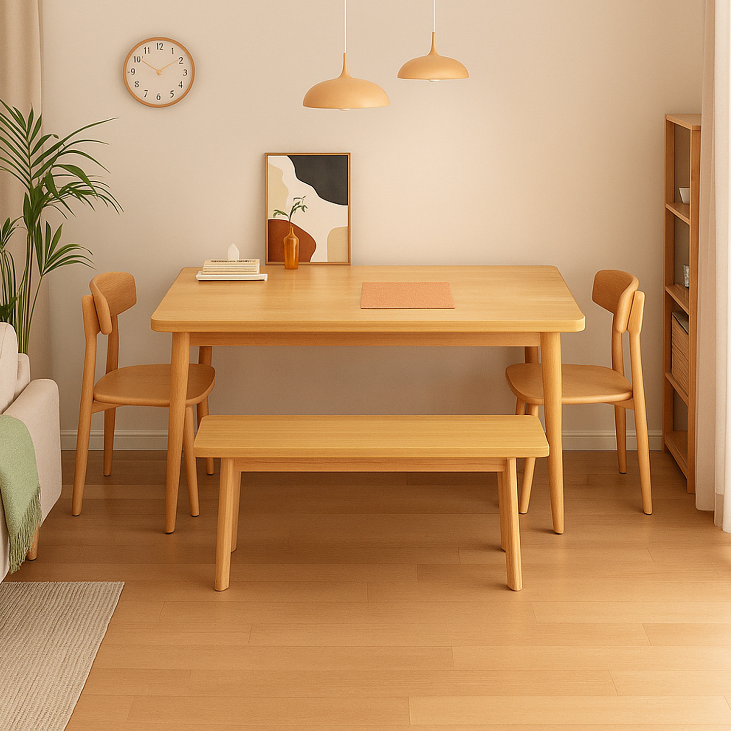 Mesa de comedor de madera maciza, mesa de comedor de estilo moderno y simple, mesa de comedor de estilo nórdico, mesa de comedor y silla de combinación de tabla grande y tabla larga