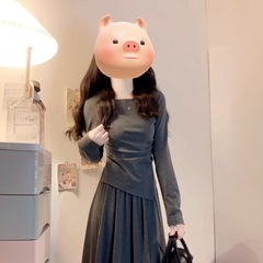 感战袍灰色半身裙女春秋季2025新款配大衣内搭小个子香风套装