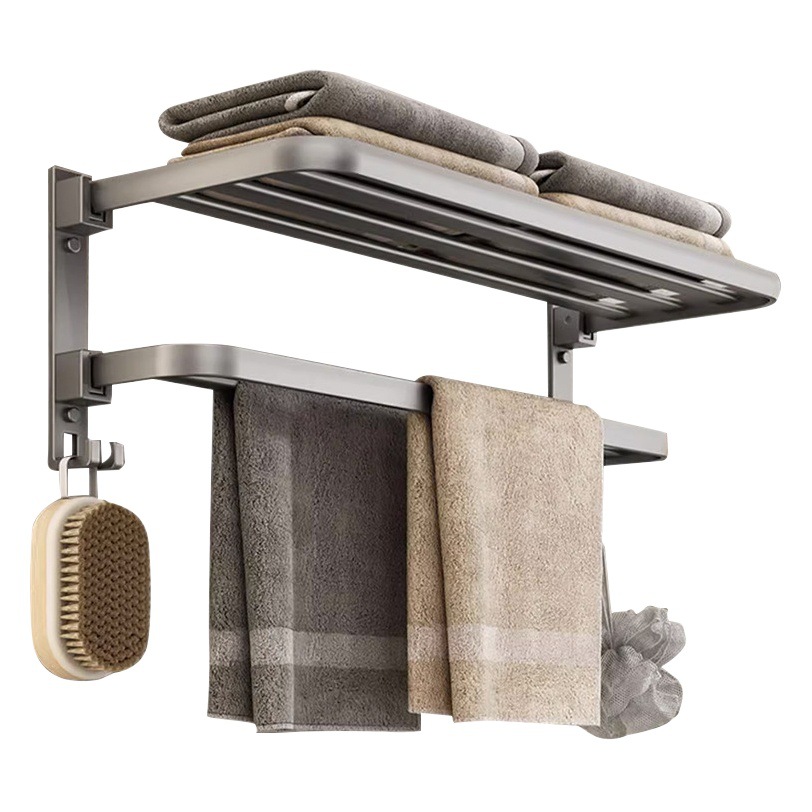 Pistola gris espacio de aluminio toallero ponche libre montado en la pared inodoro toallero baño Baño estante de almacenamiento