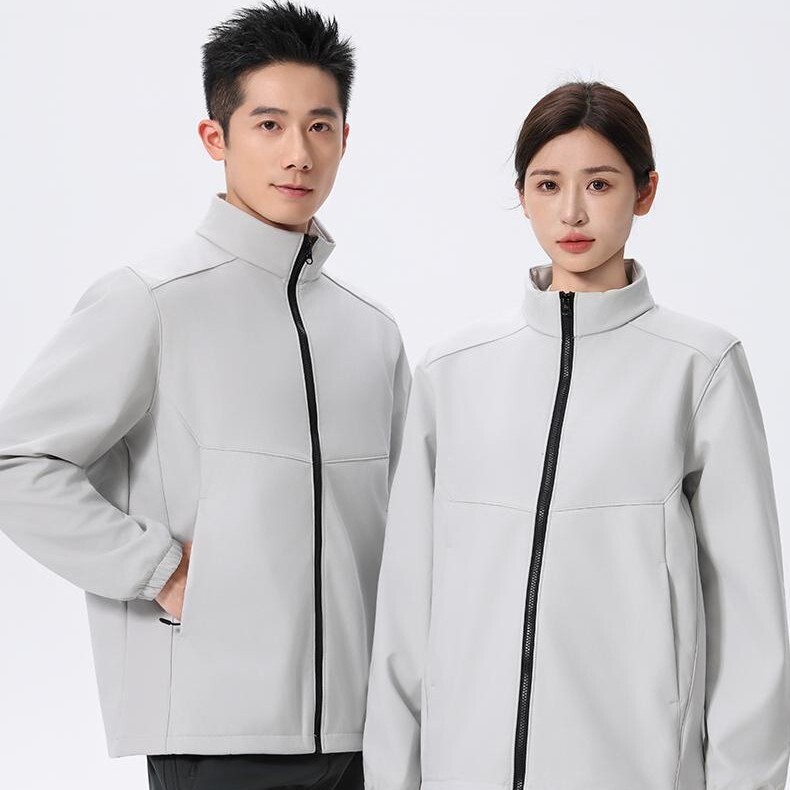 Stand Collar Softshell Composite Fleece Jacket Waterproof Workwear Custom Wholesale Softshell Jacket Customization