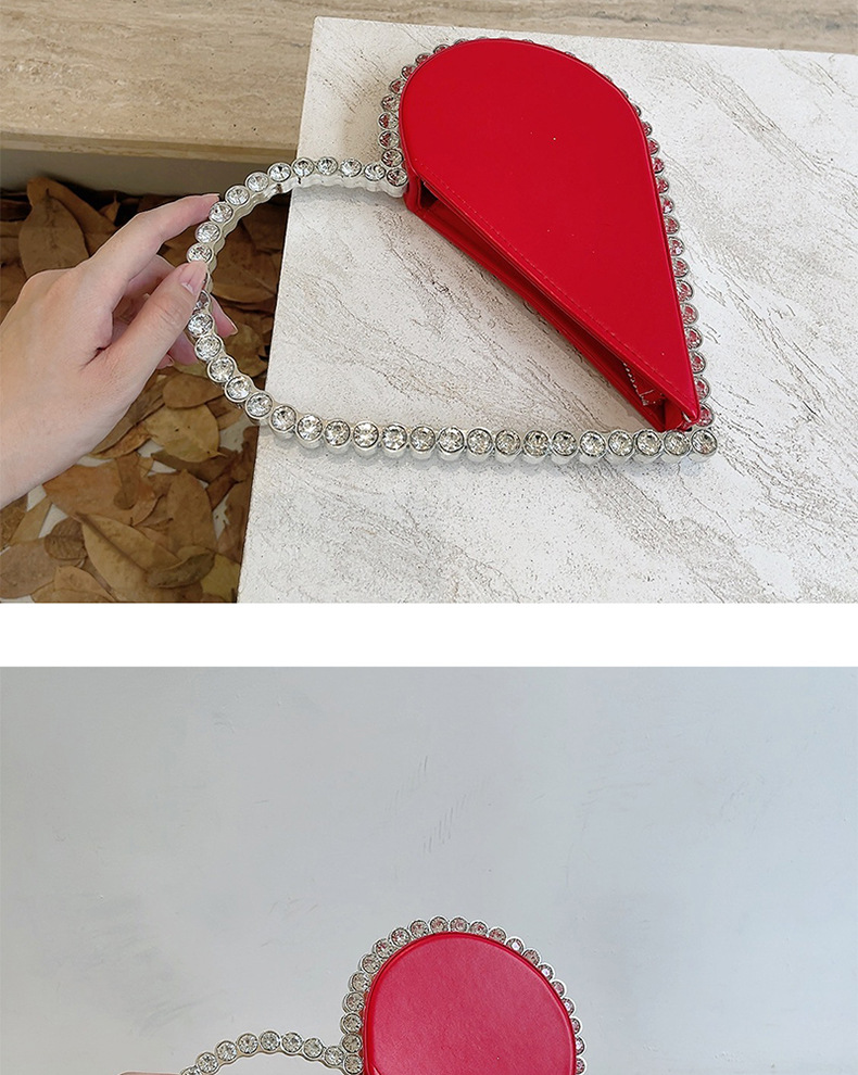 699g Weight Polyester Lining Material Zipper Closure Type Top Handle Strap Type Handbag, Evening Bag Bags Type Holiday, Party Occasion Pu Leather Material Color Block Pattern All Seasons Season Women's Gender Elegant Style Heart-shaped Shape Pu Leather Color Block Heart-shaped Evening Bags 17