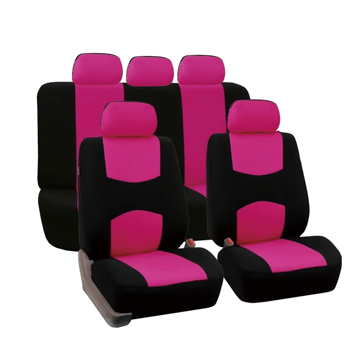 Fundas universales de tela para asientos de coche, superventas transfronterizas, diseño sencillo con bloques de color, fundas de cojín suaves y cómodas al por mayor.