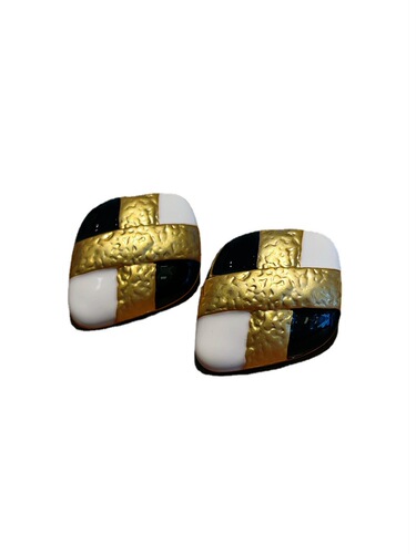 Medieval-style vintage 24K gold black and white pearl necklace exaggerated retro cool chain set high-quality earrings