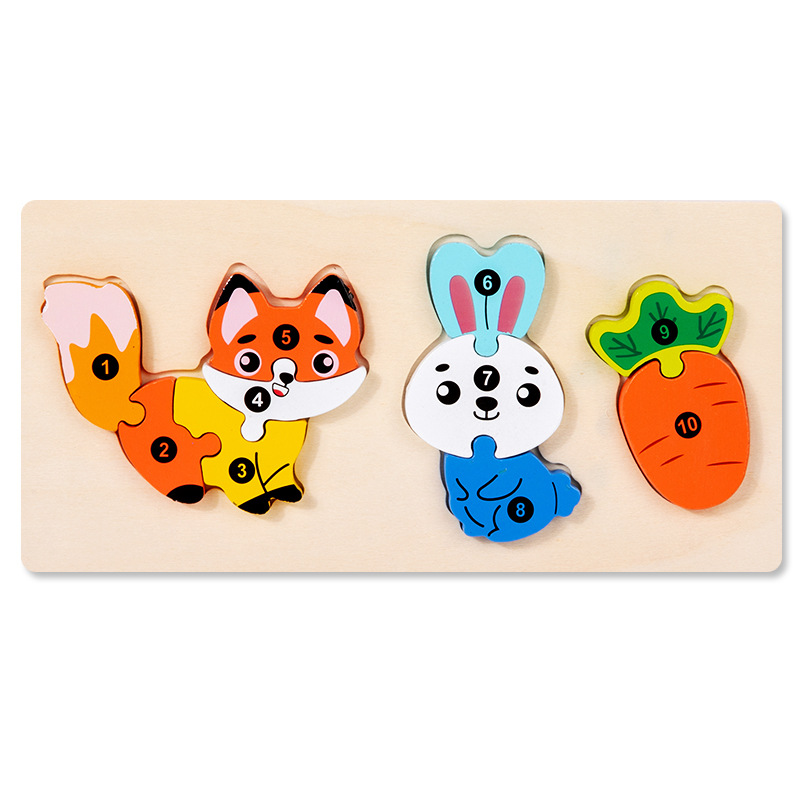 Niños transfronterizos, animales, verduras, frutas, cadenas alimentarias, rompecabezas tridimensional, rompecabezas para bebés, rompecabezas de combinación, juguetes de madera