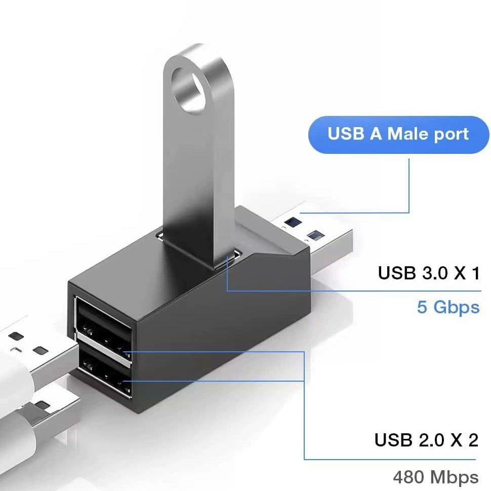 Мини-сирена портативная 3-портовая USB 3.0 быстрая док-станция, автомобильный USB-хаб-разветвитель