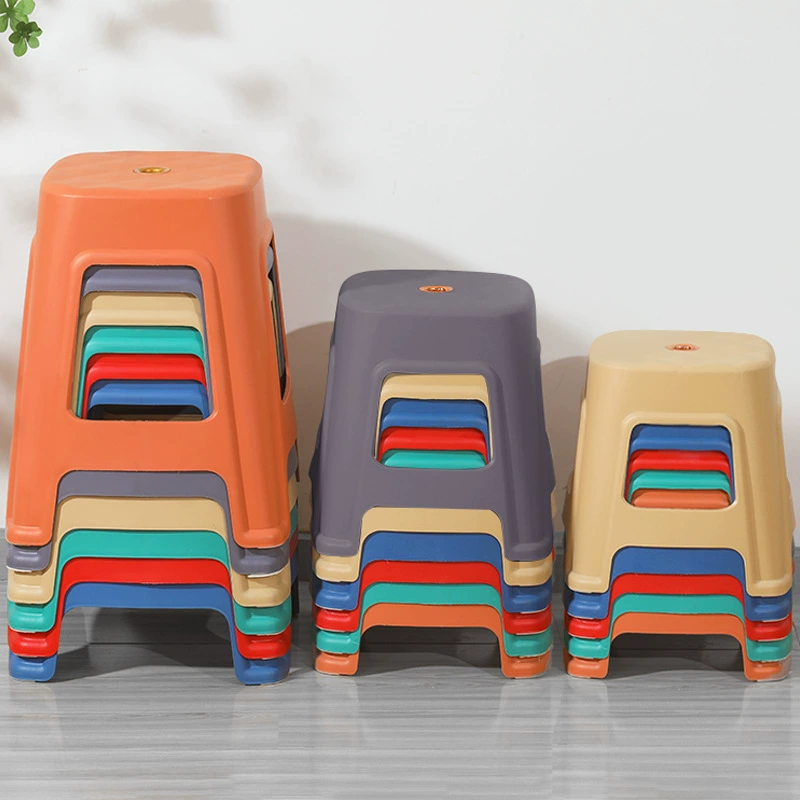 Пластиковый табурет, утолщенная скамейка, бытовой обеденный стол, табурет, простой квадратный табурет, экономичный высокий табурет, нескользящий стул, низкий табурет для взрослых