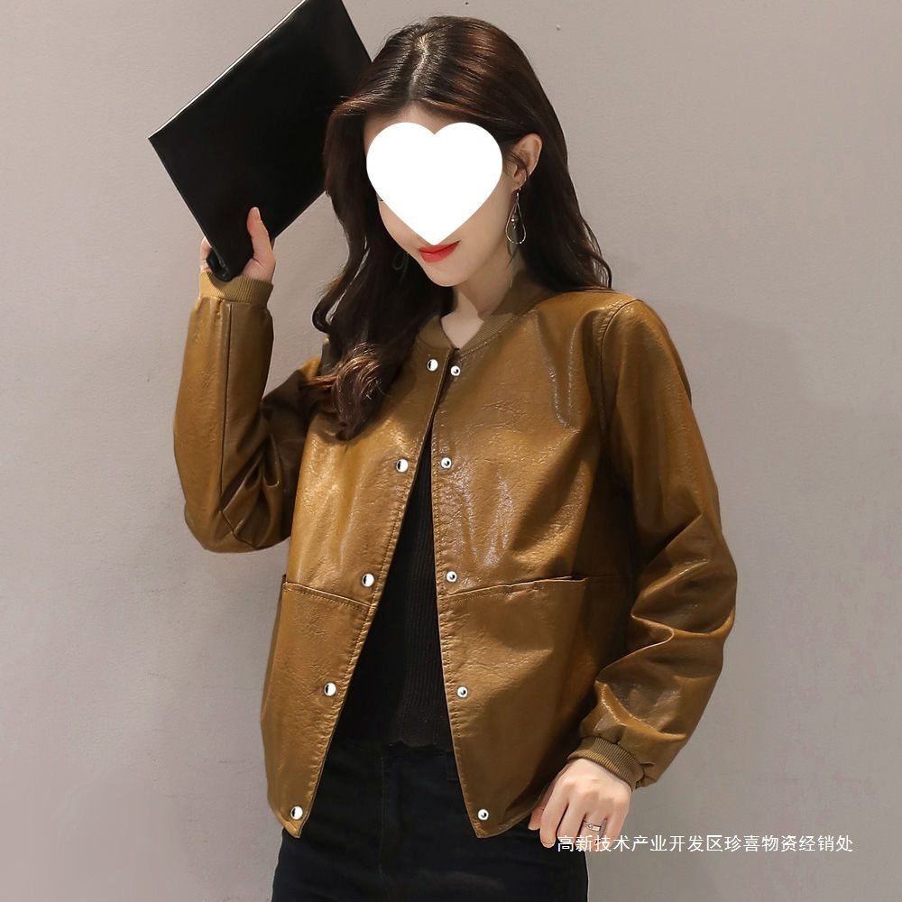 Anti-skinny short leather women autumn and winter 2024 Korean version loose plus size jacket casual leather jacket female