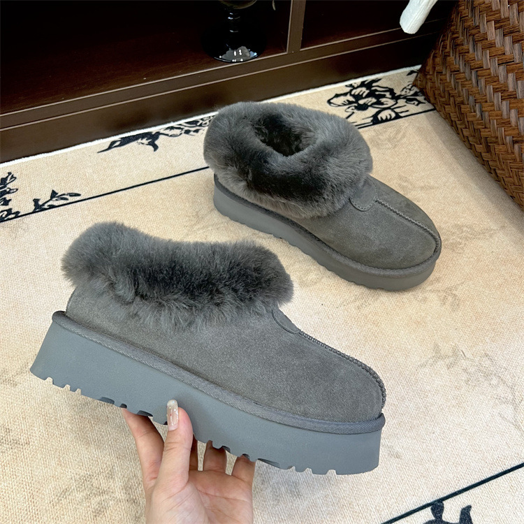 厚底雪地靴桑坡冬季新款塔茨特羊皮毛一体增高翻毛口保暖棉鞋女鞋|undefined